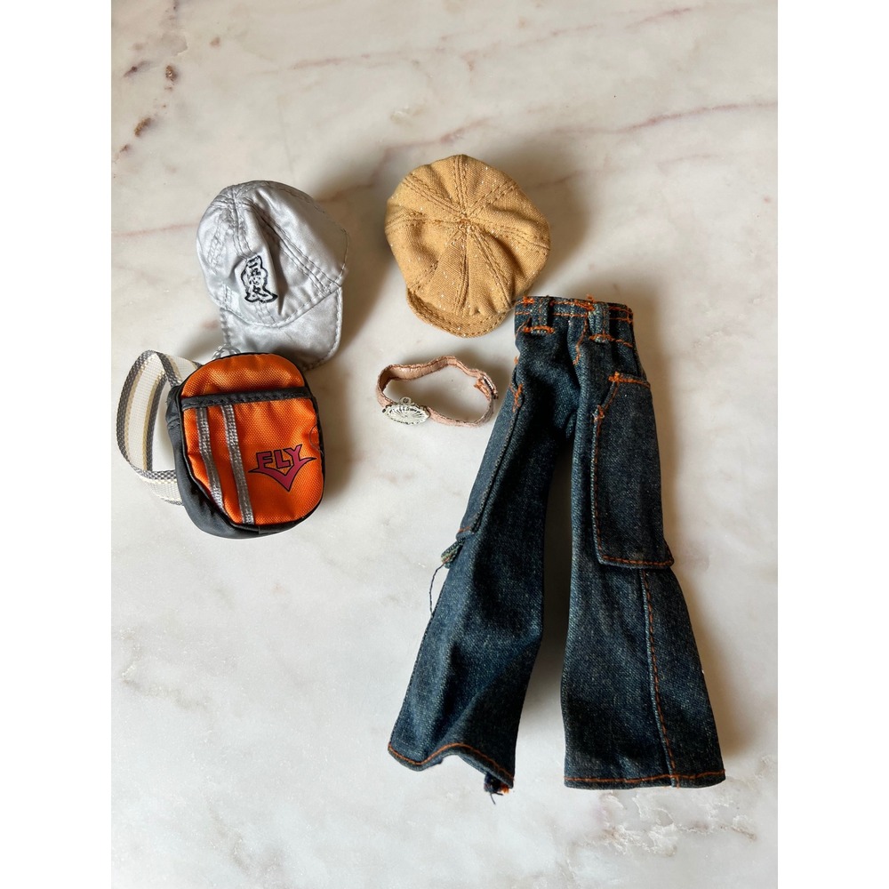 Bratz Doll Clothing, Cargo Pants, Sling Sack, Belt and 2 Hats